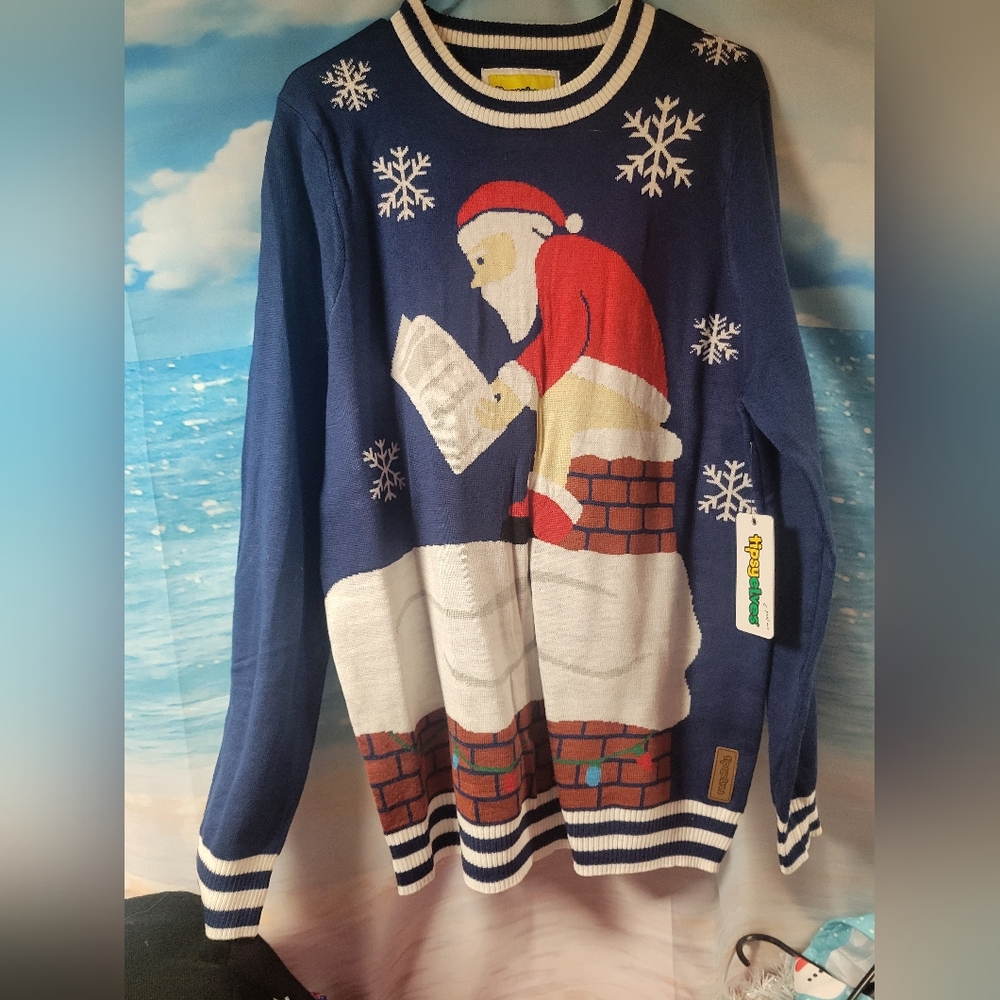 Tipsy Elves NWT Mens Put‎ a Log On the Fire Funny Christmas Sweater Size  Large
